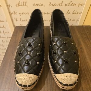 Black Quilted Espadrille Loafers
